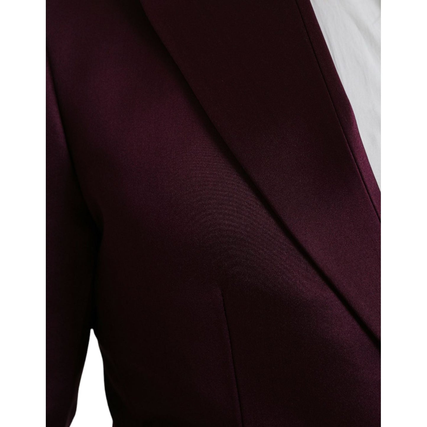 Dolce & Gabbana Maroon Silk Single Breasted Coat Blazer Dolce & Gabbana Black