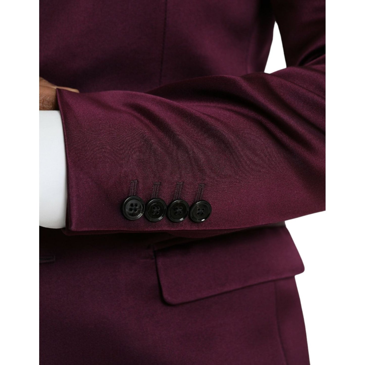 Dolce & Gabbana Maroon Silk Single Breasted Coat Blazer Dolce & Gabbana Black