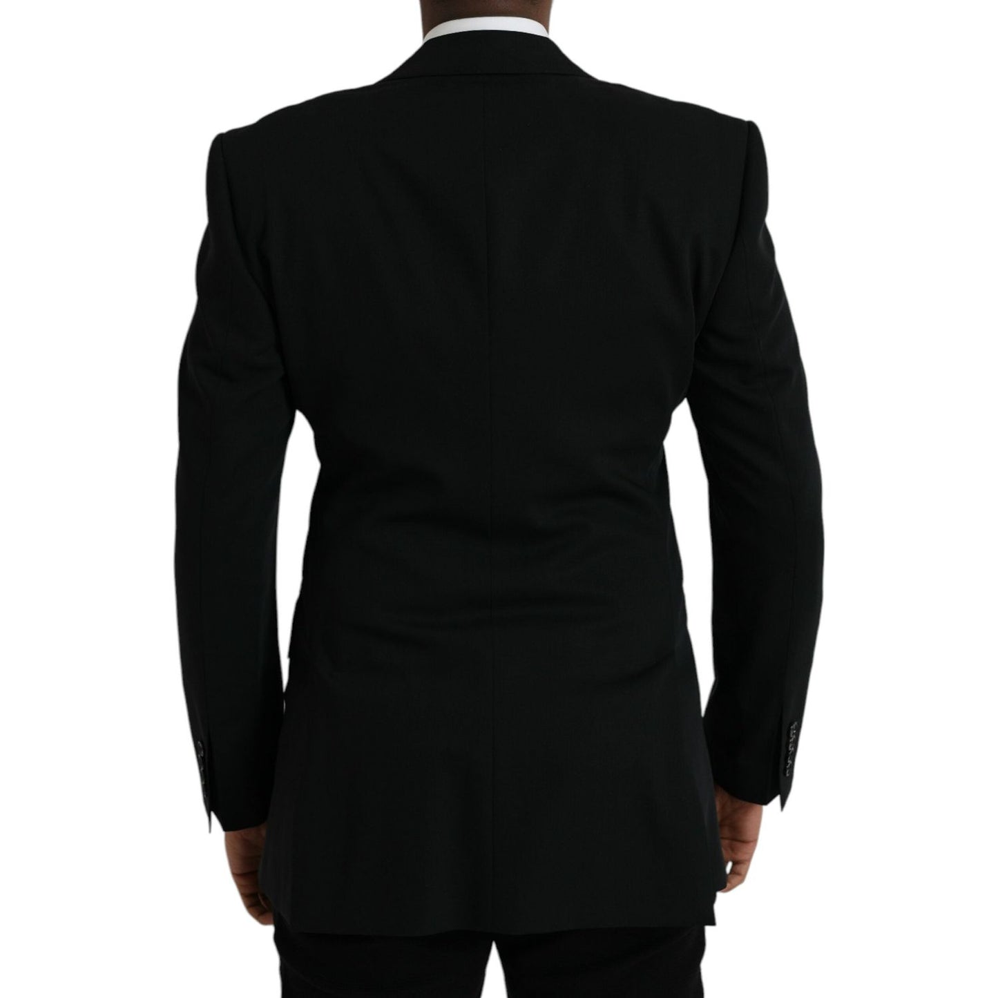 Dolce & Gabbana Black Wool Peak Single Breasted Coat Blazer Dolce & Gabbana Black
