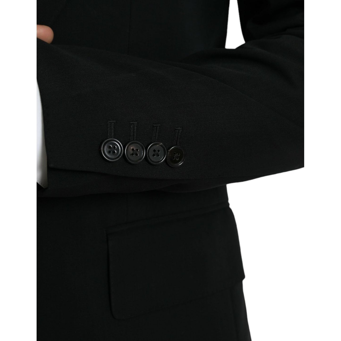 Dolce & Gabbana Black Wool Peak Single Breasted Coat Blazer Dolce & Gabbana Black