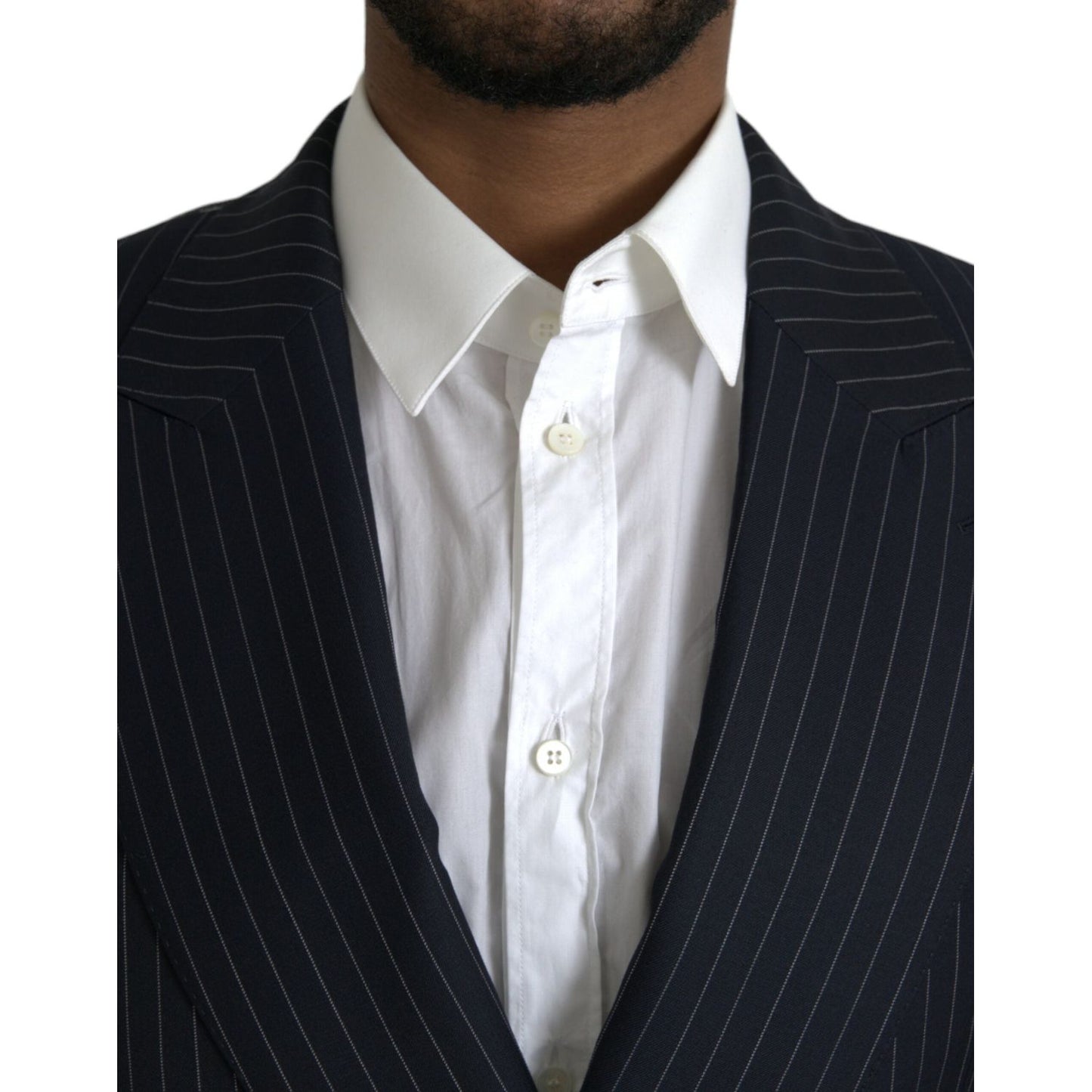 Dolce & Gabbana Black Stripe SICILIA Double Breasted Coat Blazer Dolce & Gabbana Gray