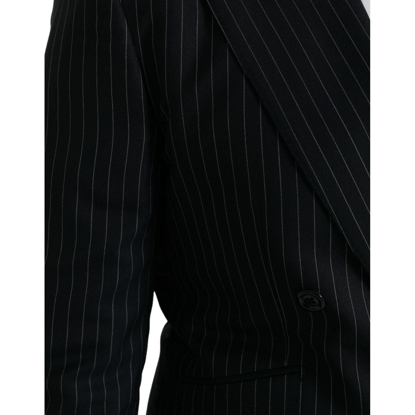 Dolce & Gabbana Black Stripe SICILIA Double Breasted Coat Blazer Dolce & Gabbana Black