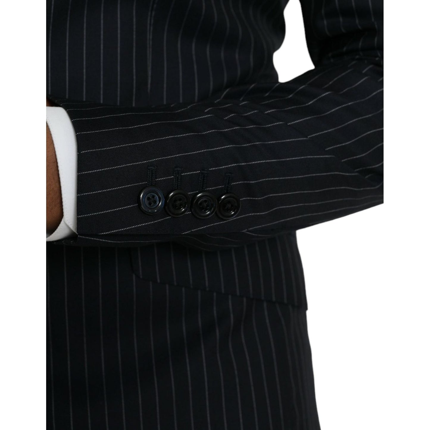 Dolce & Gabbana Black Stripe SICILIA Double Breasted Coat Blazer Dolce & Gabbana Black