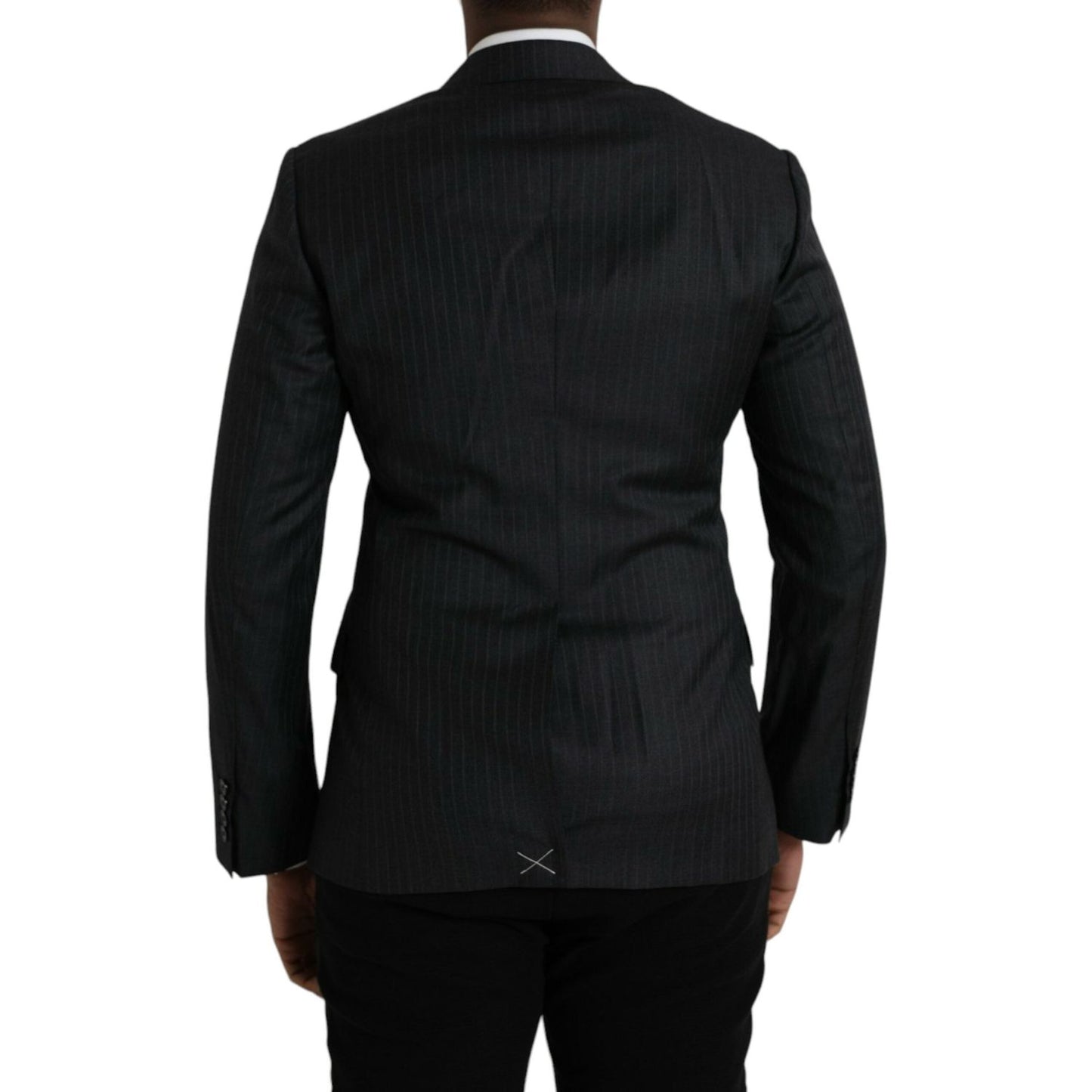 Dolce & Gabbana Black Stripe MARTINI Single Breasted Coat Blazer Dolce & Gabbana Black