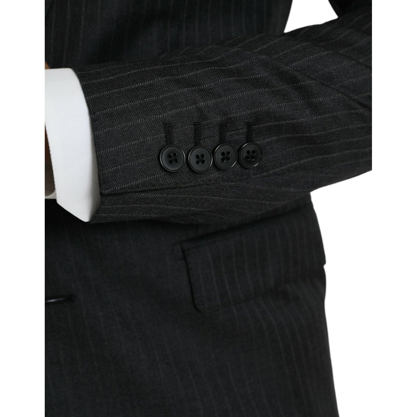 Dolce & Gabbana Black Stripe MARTINI Single Breasted Coat Blazer Dolce & Gabbana Black