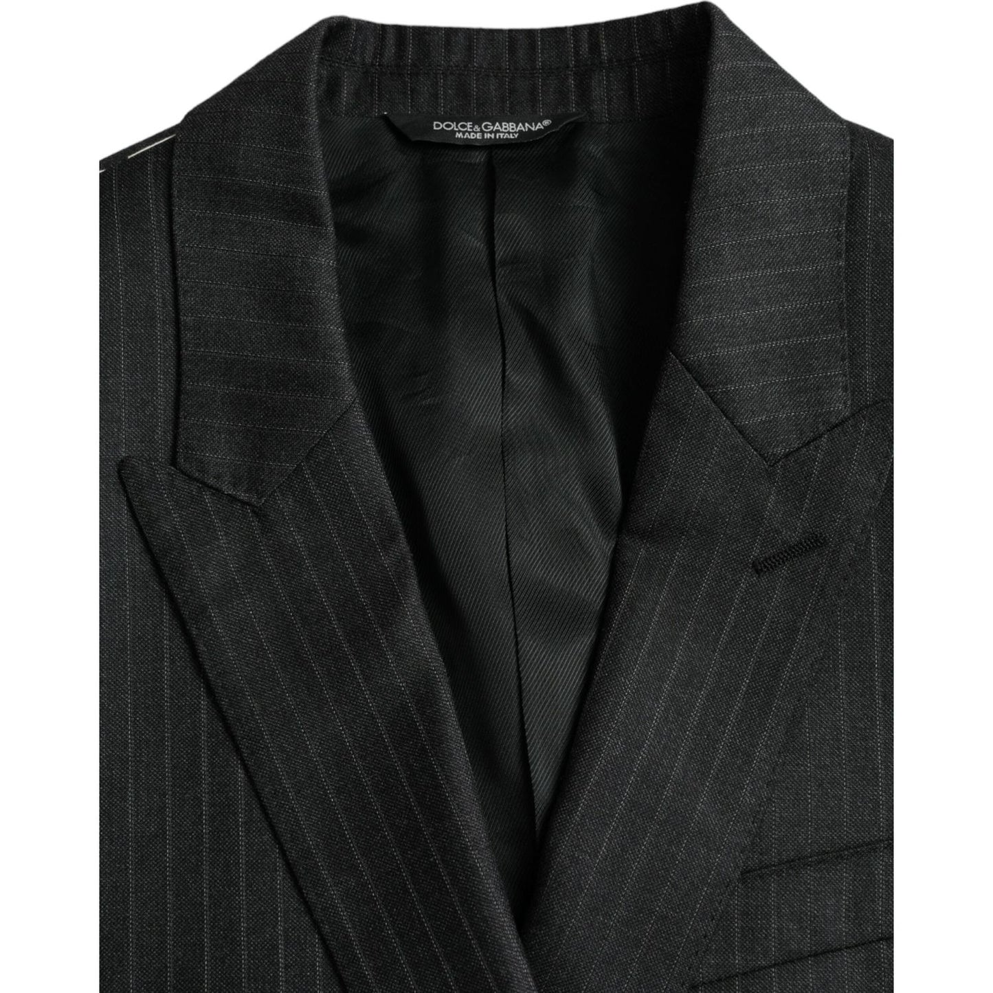 Dolce & Gabbana Black Stripe MARTINI Single Breasted Coat Blazer Dolce & Gabbana Black