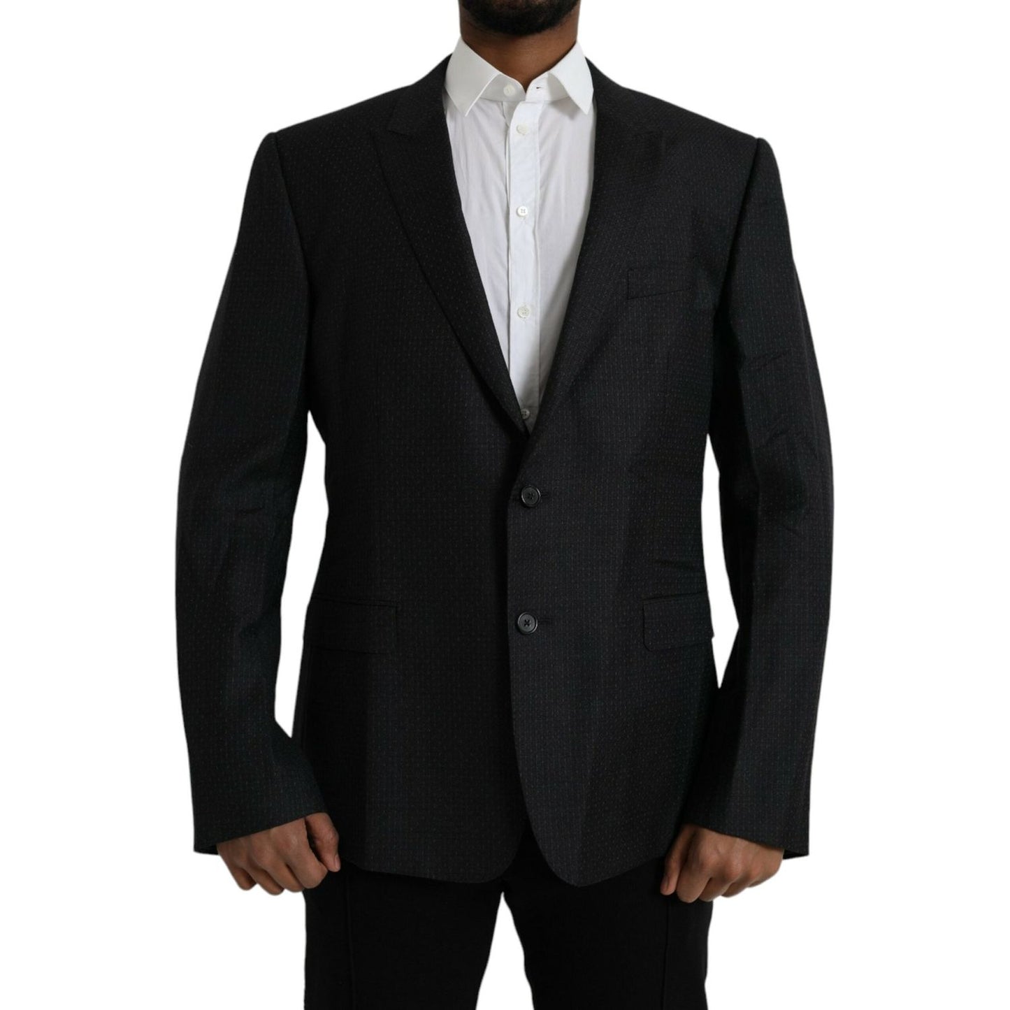 Dolce & Gabbana Black Wool MARTINI Single Breasted Coat Blazer Dolce & Gabbana Black