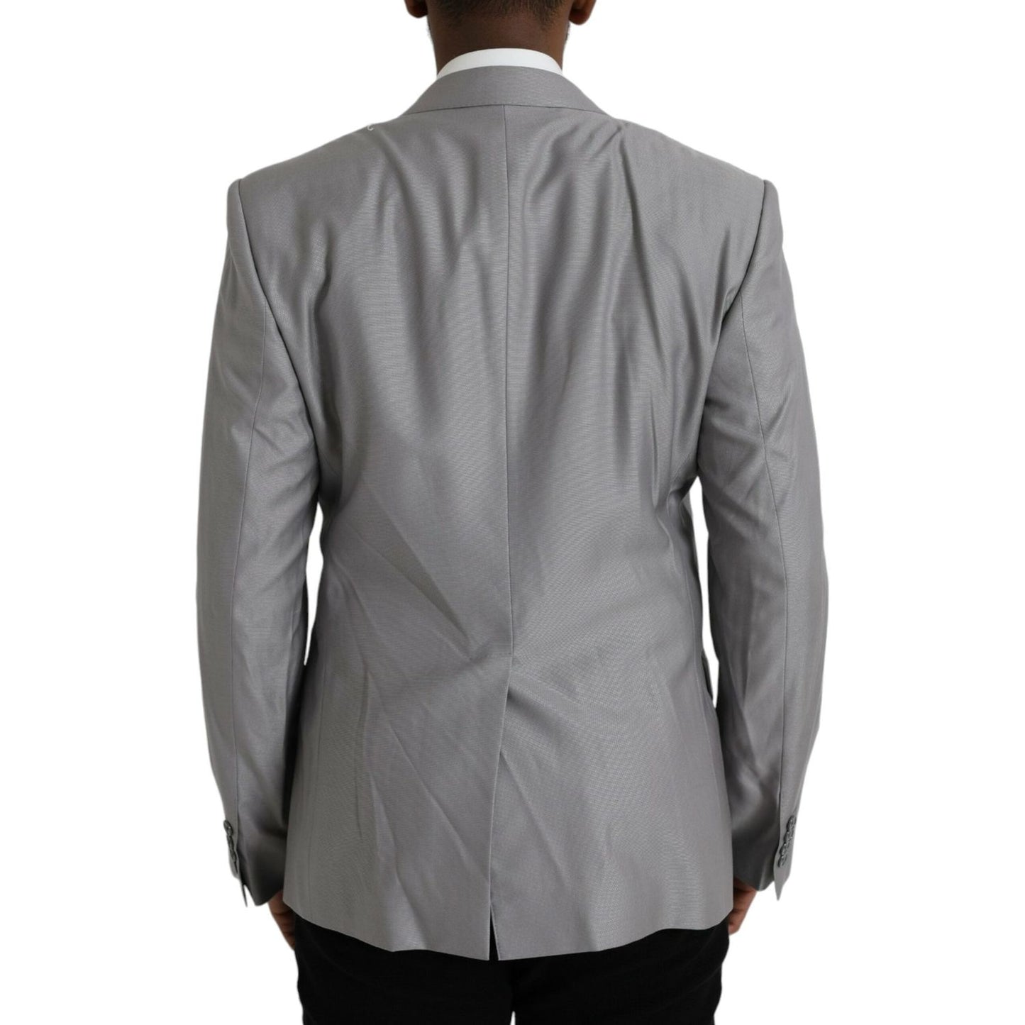 Dolce & Gabbana Gray Wool Peak Single Breasted Coat Blazer Dolce & Gabbana Slate Gray