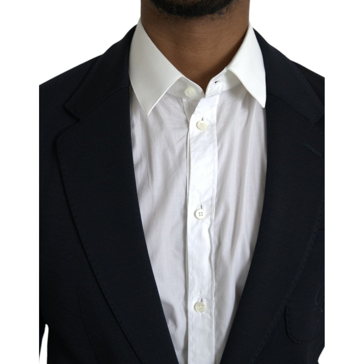 Dolce & Gabbana Black Wool Notch Single Breasted Coat Blazer Dolce & Gabbana Black