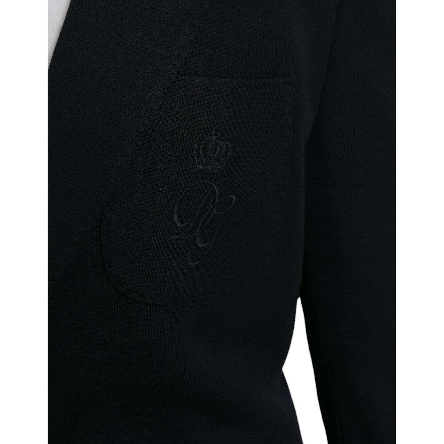 Dolce & Gabbana Black Wool Notch Single Breasted Coat Blazer Dolce & Gabbana Black