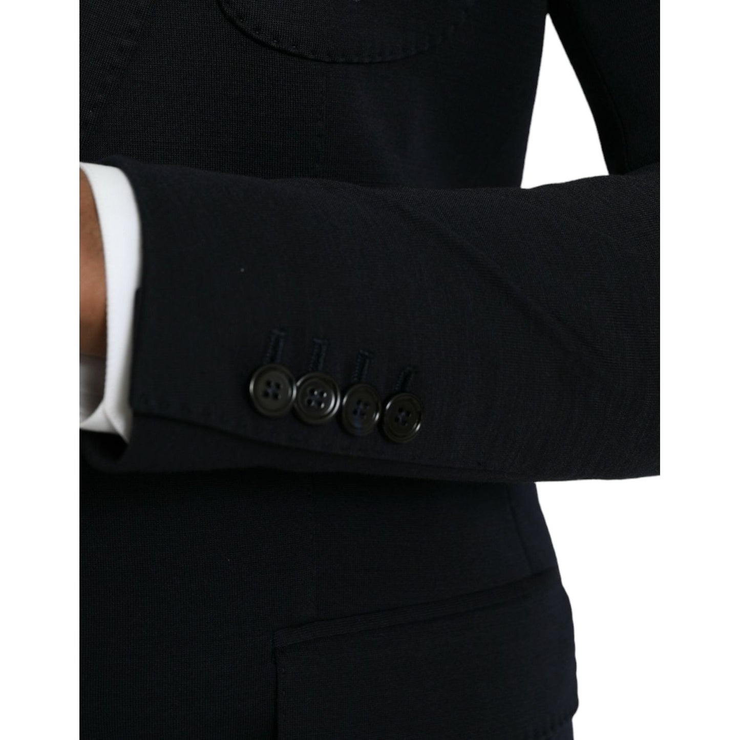 Dolce & Gabbana Black Wool Notch Single Breasted Coat Blazer Dolce & Gabbana Black