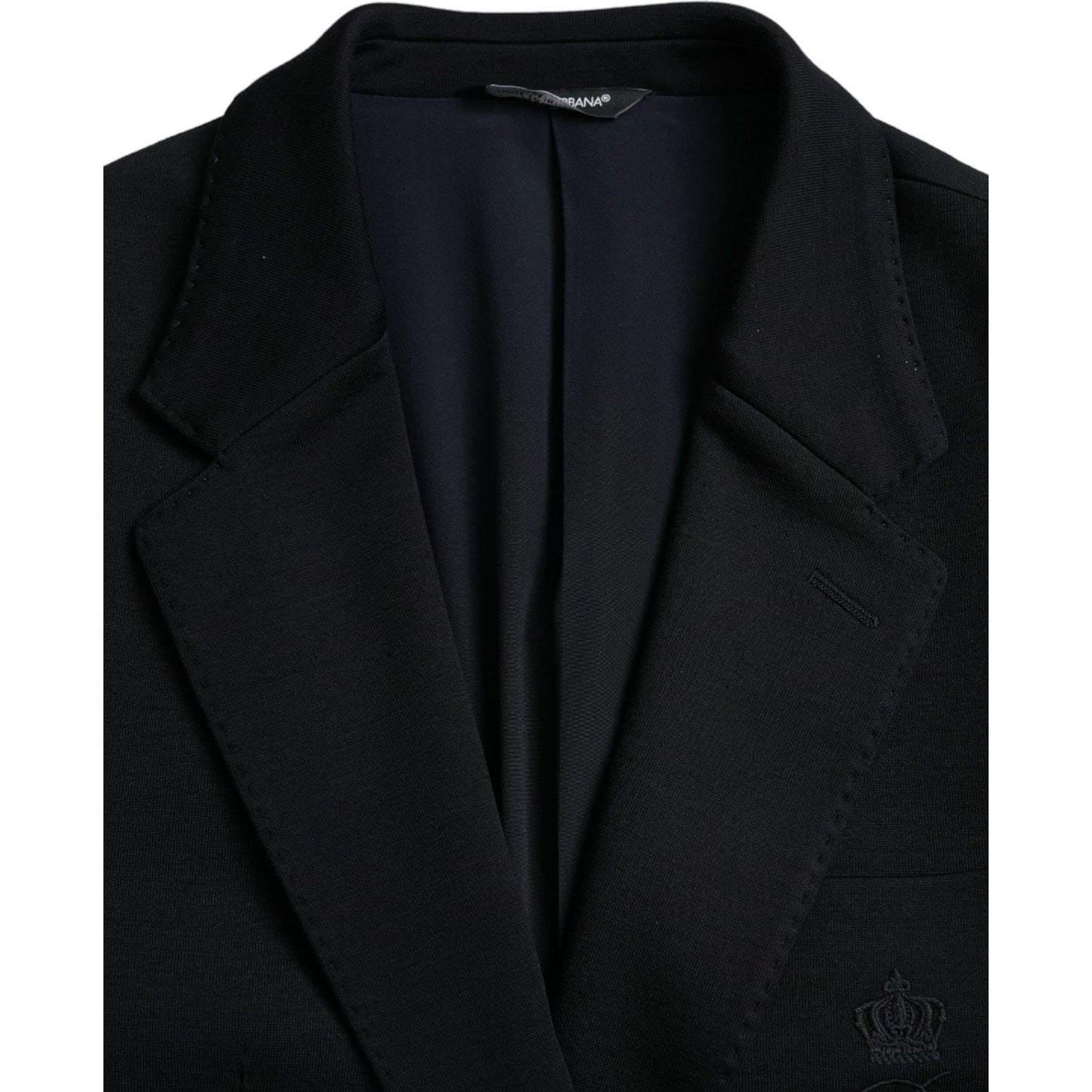 Dolce & Gabbana Black Wool Notch Single Breasted Coat Blazer Dolce & Gabbana Black