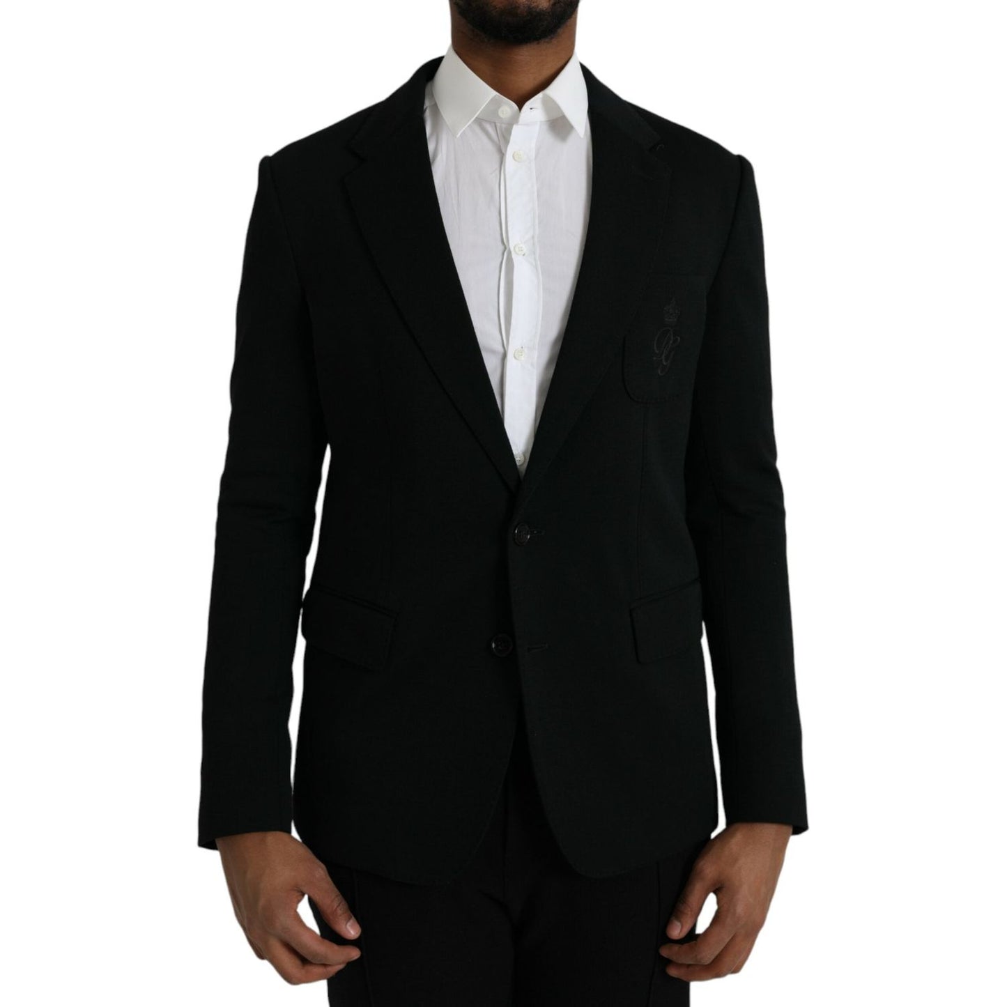 Dolce & Gabbana Black Wool Notch Single Breasted Coat Blazer Dolce & Gabbana Black