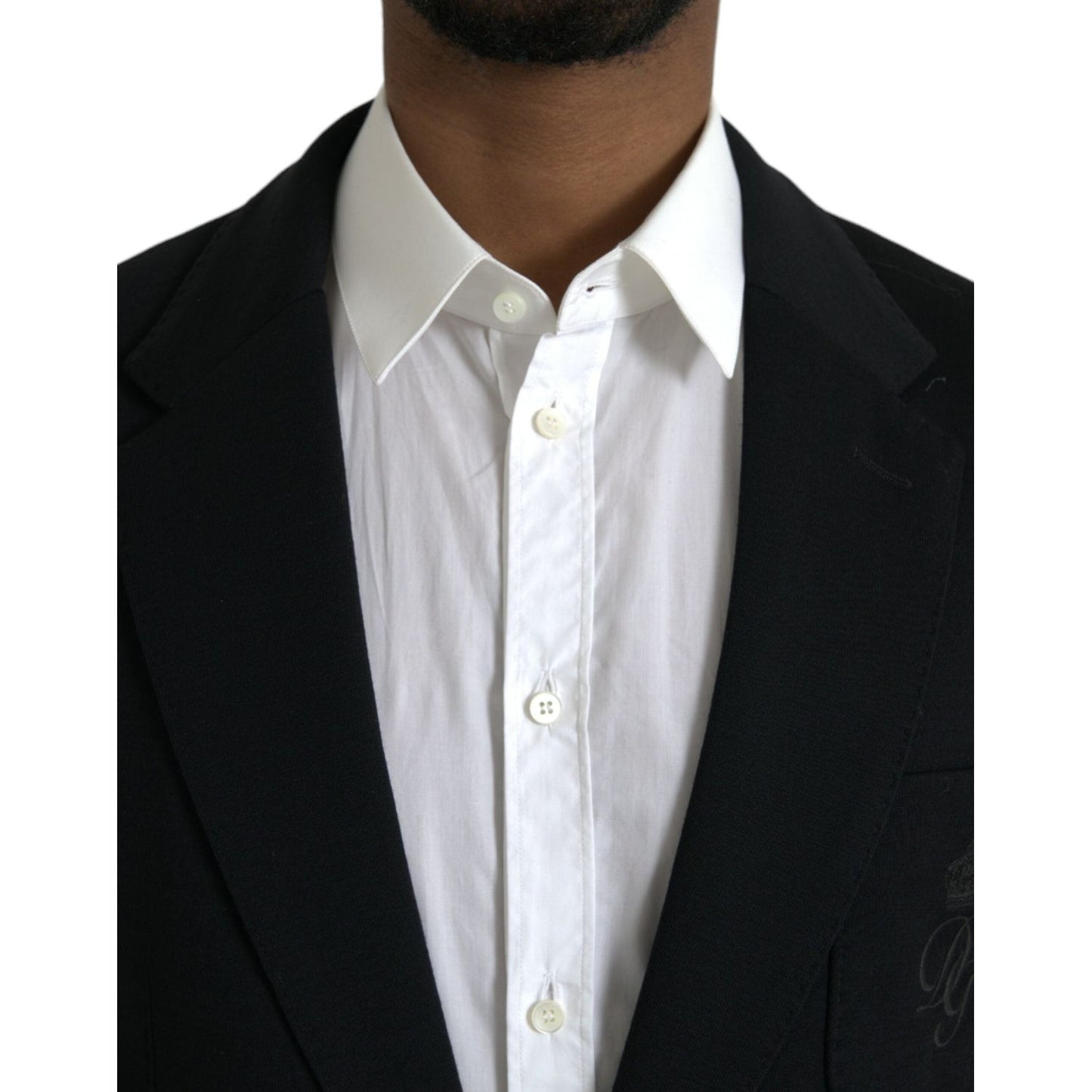Dolce & Gabbana Black Wool Notch Single Breasted Coat Blazer Dolce & Gabbana Black