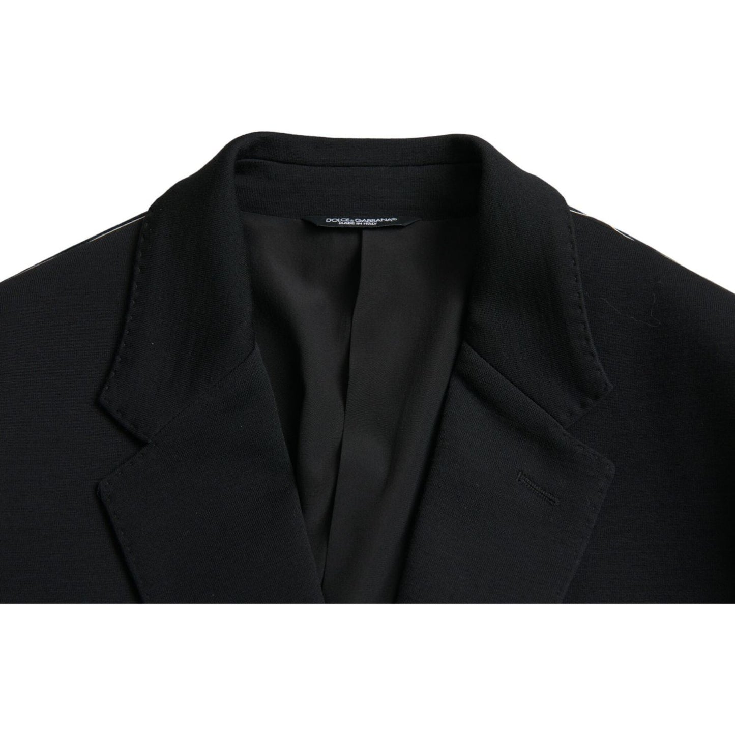 Dolce & Gabbana Black Wool Notch Single Breasted Coat Blazer Dolce & Gabbana Black