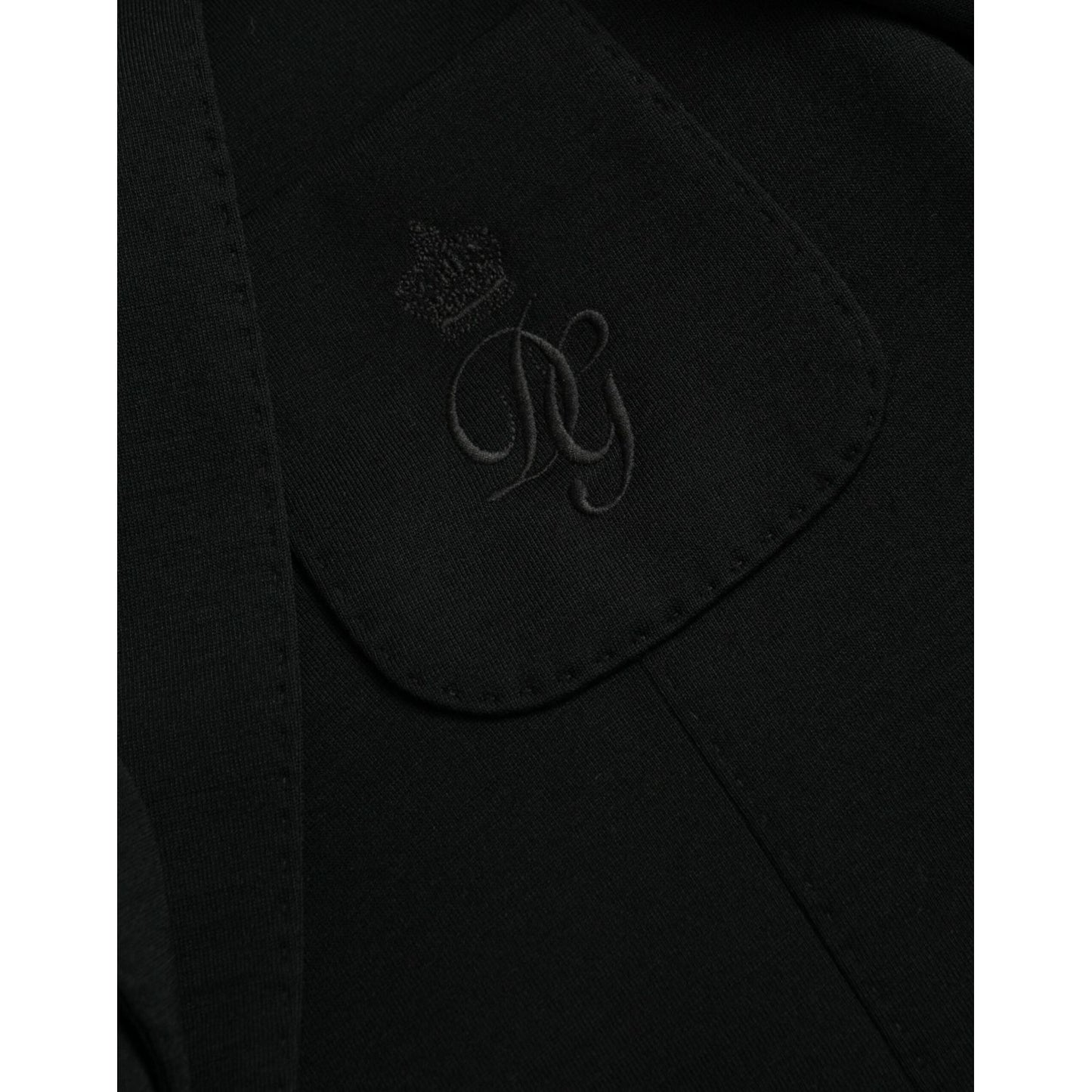 Dolce & Gabbana Black Wool Notch Single Breasted Coat Blazer Dolce & Gabbana Black