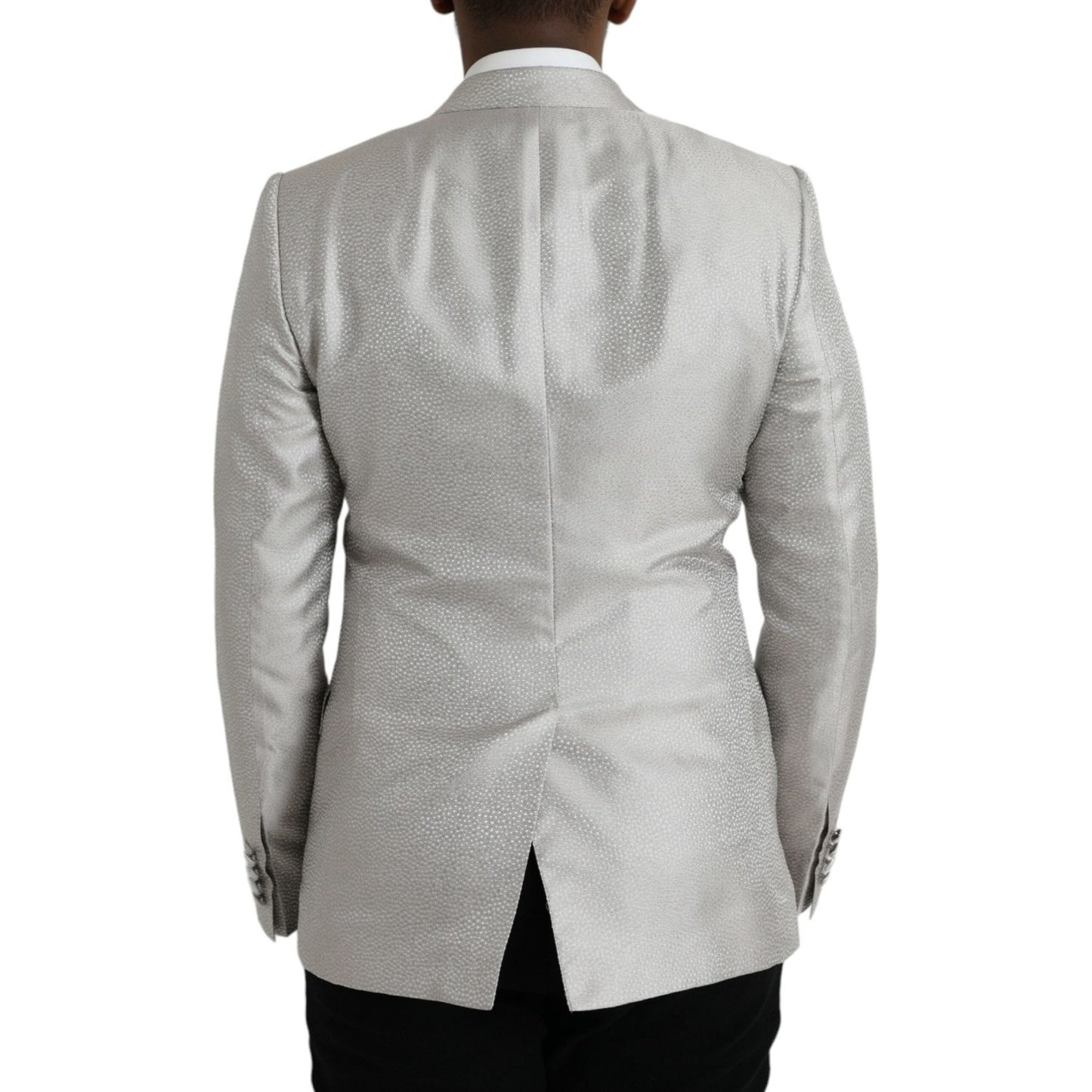 Dolce & Gabbana Off White MARTINI Double Breasted Coat Blazer Dolce & Gabbana Dark Gray