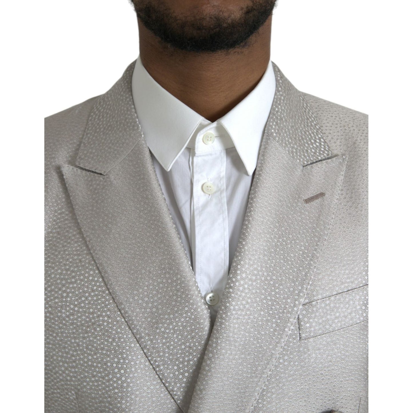 Dolce & Gabbana Off White MARTINI Double Breasted Coat Blazer Dolce & Gabbana Dark Gray