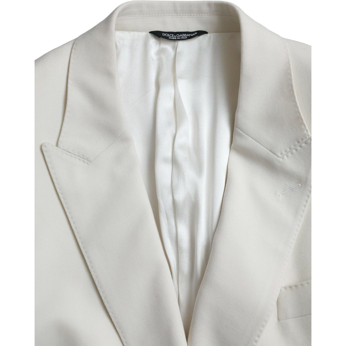 Dolce & Gabbana White Wool MARTINI Double Breasted Blazer Dolce & Gabbana Light Gray