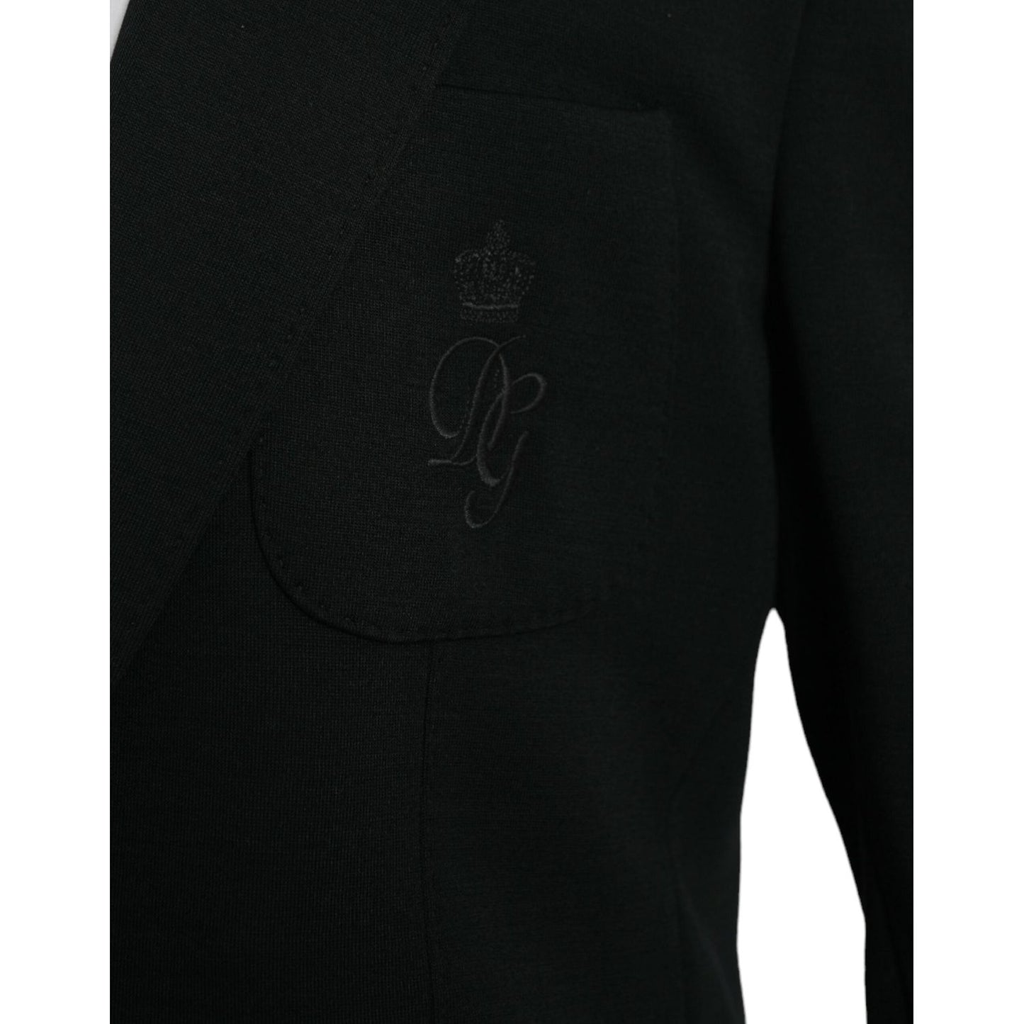 Dolce & Gabbana Black Wool Single Breasted Coat Blazer Dolce & Gabbana Black