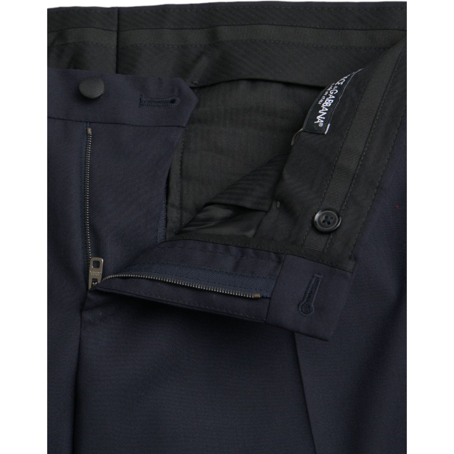 Dolce & Gabbana Dark Blue Wool Slim Fit Formal Pants Dolce & Gabbana Dark Slate Gray