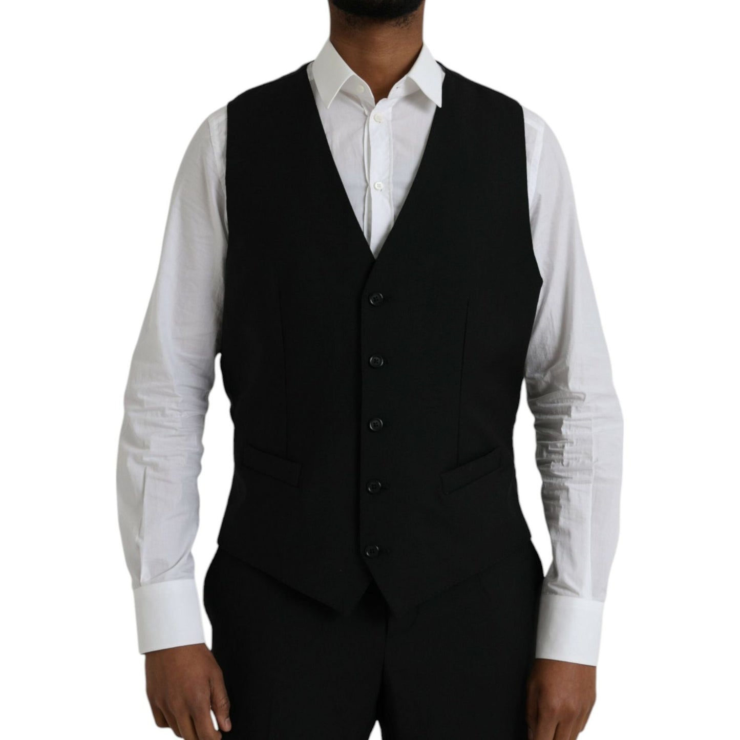 Dolce & Gabbana Black Polyester STAFF Formal 3 Piece Suit Dolce & Gabbana Black