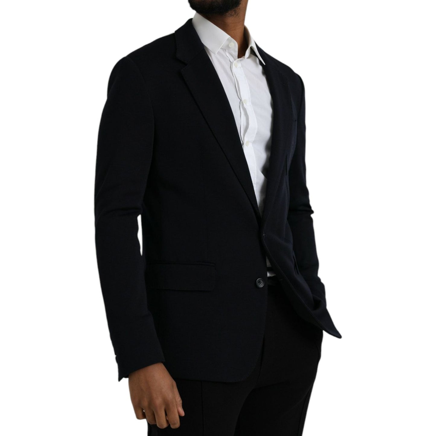 Dolce & Gabbana Black Wool Single Breasted Coat Blazer Dolce & Gabbana Black
