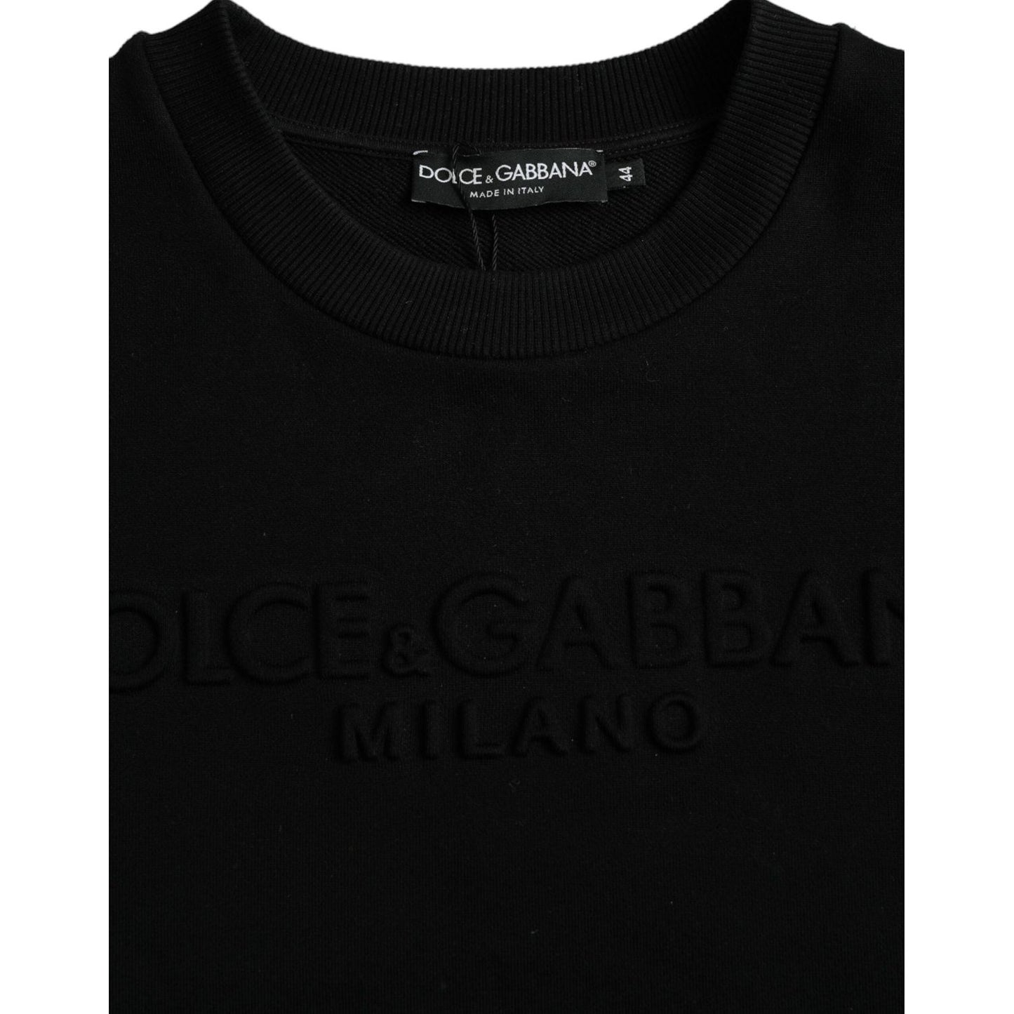 Dolce & Gabbana Black Cotton Long Sleeves Sweatshirt Sweater Dolce & Gabbana Black