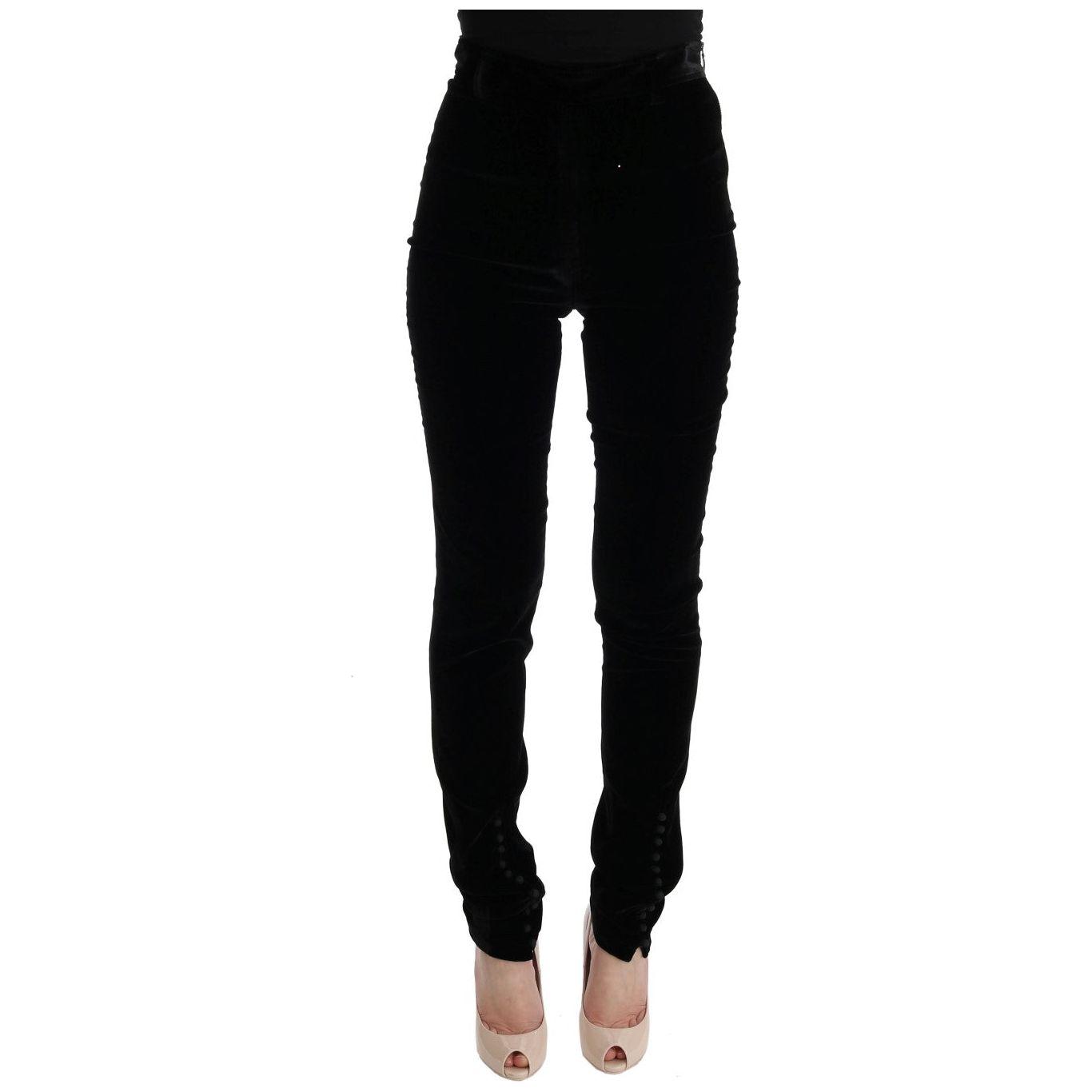 Ermanno Scervino Black Velvet Slim Fit Pants SIG30300-4