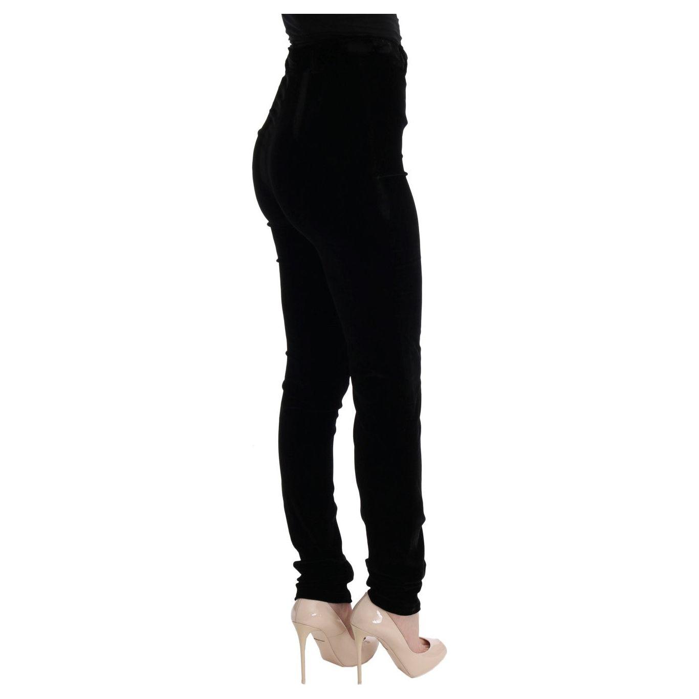 Ermanno Scervino Black Velvet Slim Fit Pants SIG30300-4