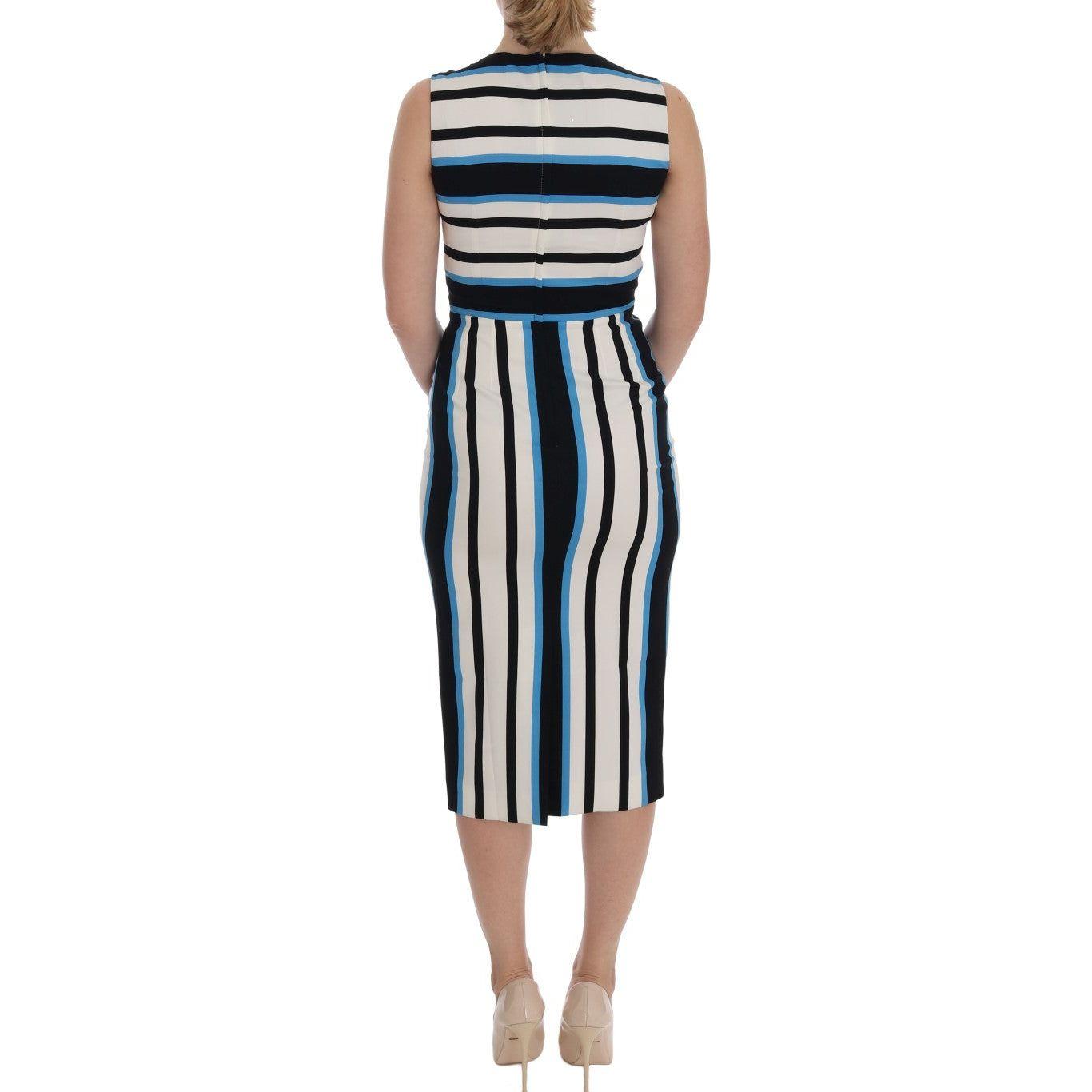 Dolce & Gabbana Chic Striped Silk Sheath Dress Dolce & Gabbana Dark Slate Gray