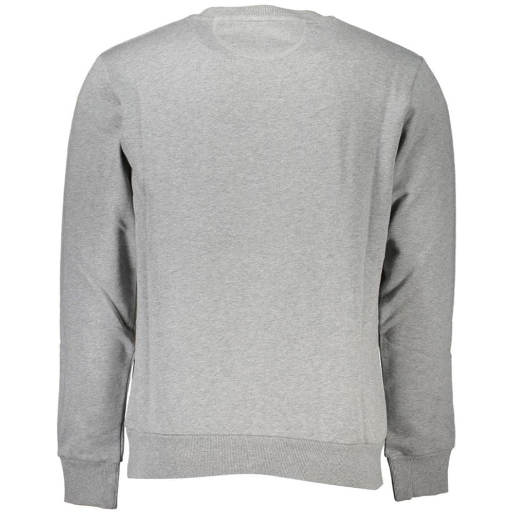 La Martina Embroidered Cotton Crewneck Sweater La Martina Dark Gray