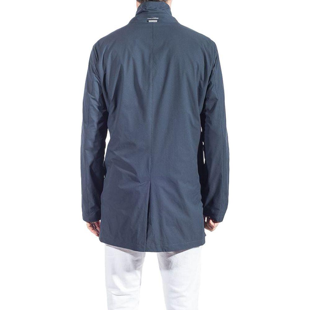 People Of Shibuya Blue Recycled Polyester Men Trench Coat People Of Shibuya Dim Gray