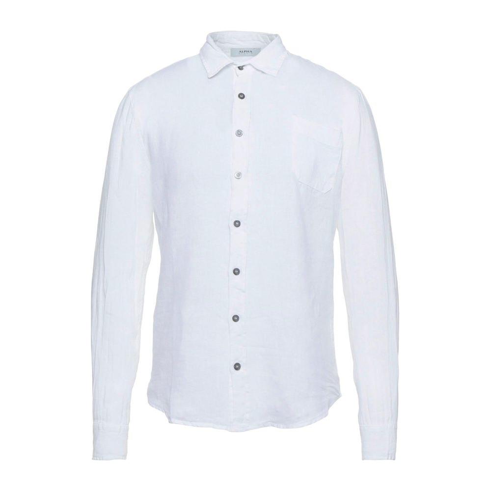 Alpha Studio Elegant White Linen Shirt for Men Alpha Studio Lavender