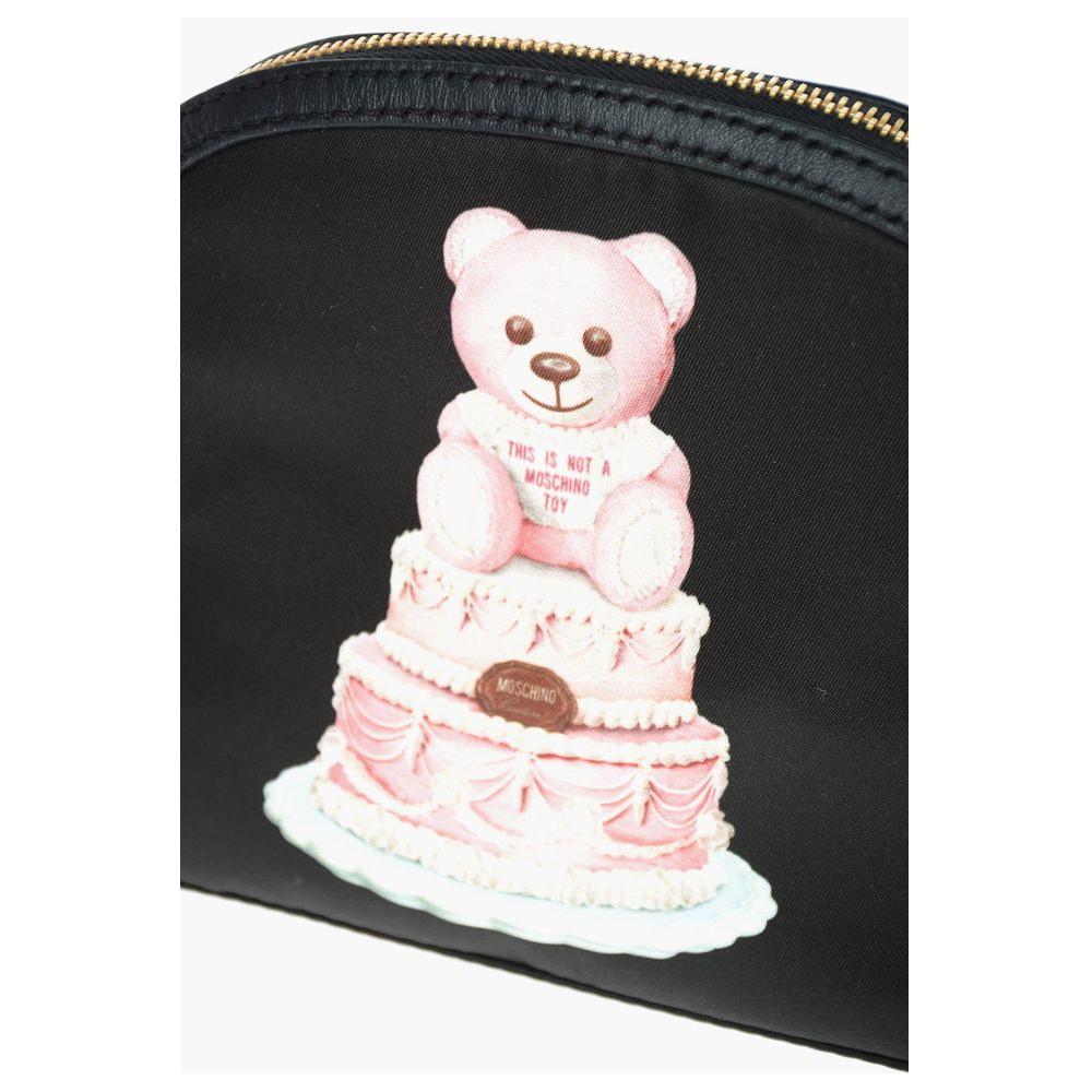 Moschino Couture Chic Teddy Bear Print Clutch with Calfskin Strap Moschino Couture Dark Slate Gray