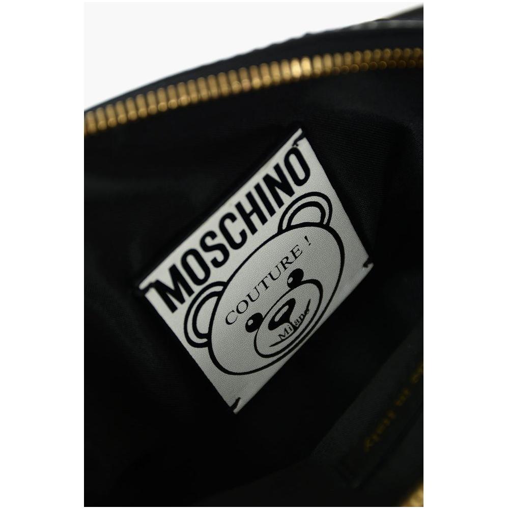 Moschino Couture Chic Teddy Bear Print Clutch with Calfskin Strap Moschino Couture Light Gray