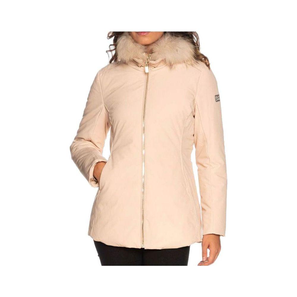 Yes Zee Beige Polyamide Women Jacket Yes Zee Peach Puff