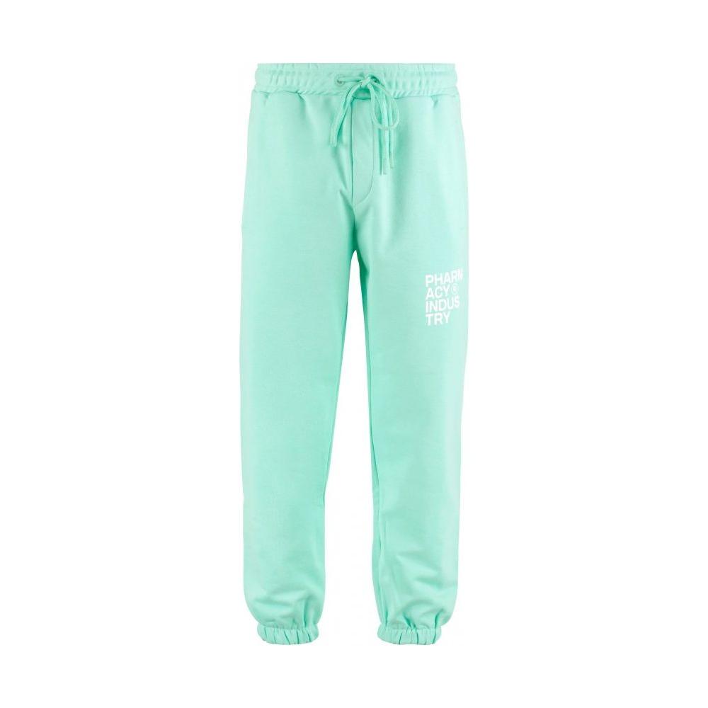 Pharmacy Industry Emerald Cotton Trousers with Logo Detail Pharmacy Industry Powder Blue