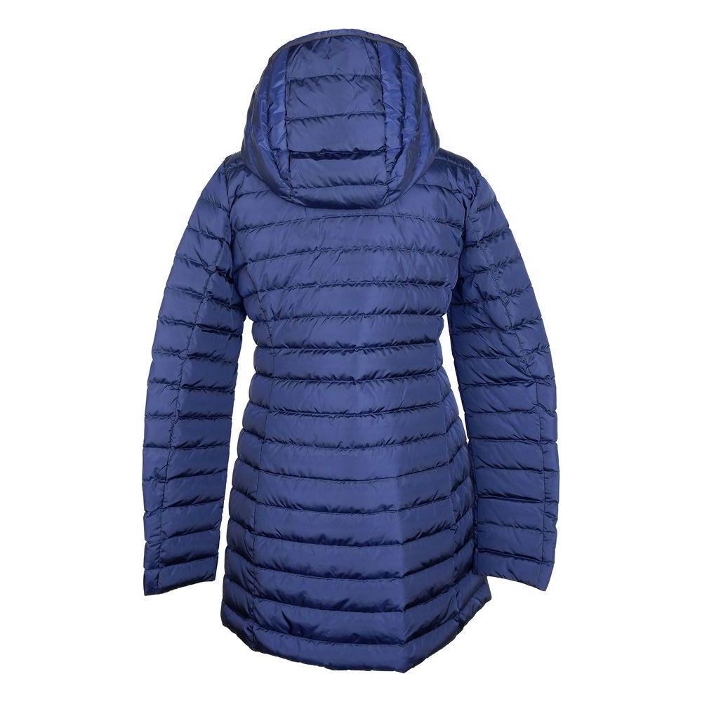 Add Elegant Blue Down Puffer Jacket with Hood Add Dark Slate Blue