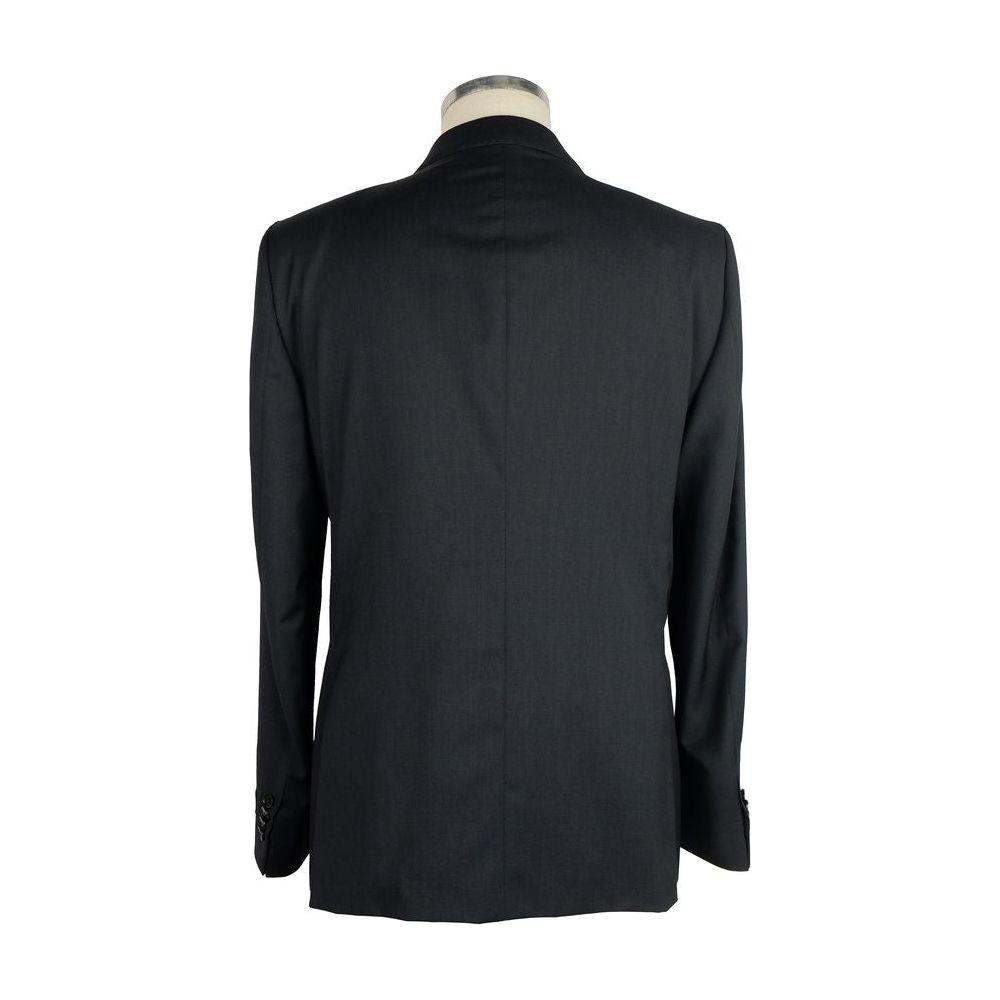 Made in Italy Black Wool Men Suit Made in Italy Dark Slate Gray