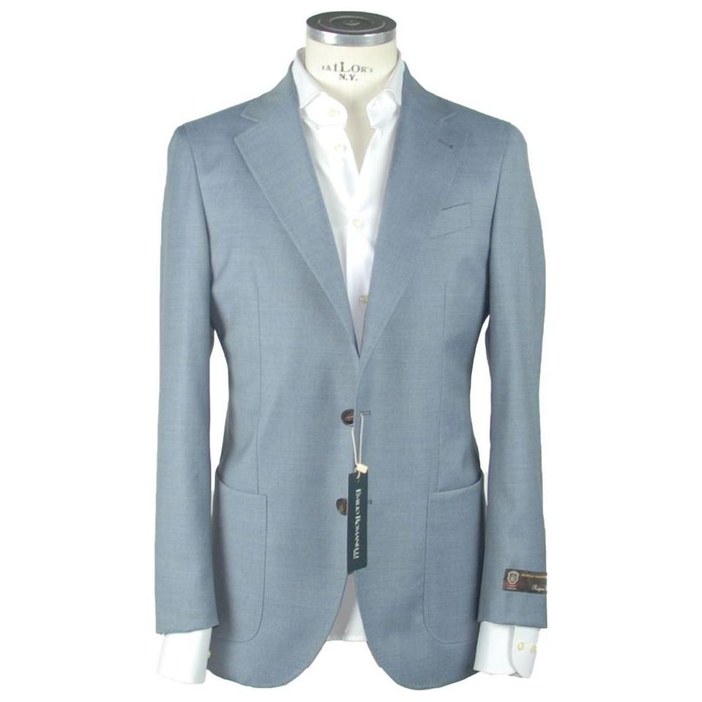 Emilio Romanelli Light Blue Wool Men Blazer Emilio Romanelli Light Slate Gray