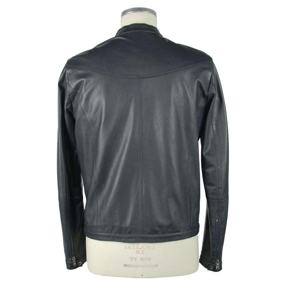 Emilio Romanelli Sapphire Elegance Leather Jacket Emilio Romanelli Dark Slate Gray