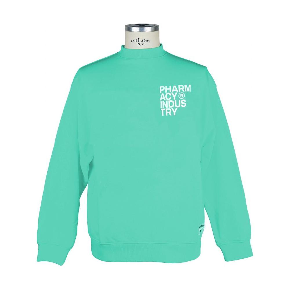 Chic green crewneck sweatshirt with Pharmacy Industry logo, 100% cotton, made in Italy. Stylish and comfortable fashion choice.