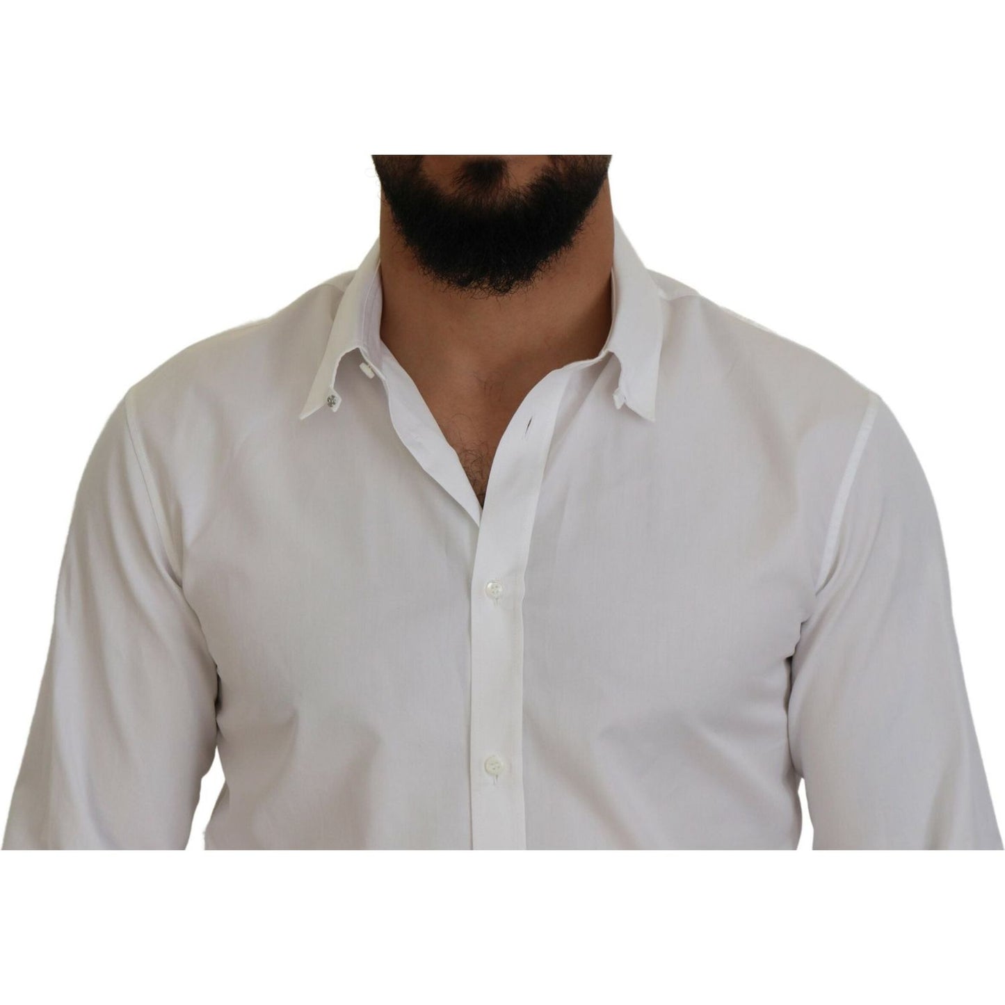 Dsquared² White Cotton Collared Long Sleeves Formal Shirt Dsquared² Dark Gray