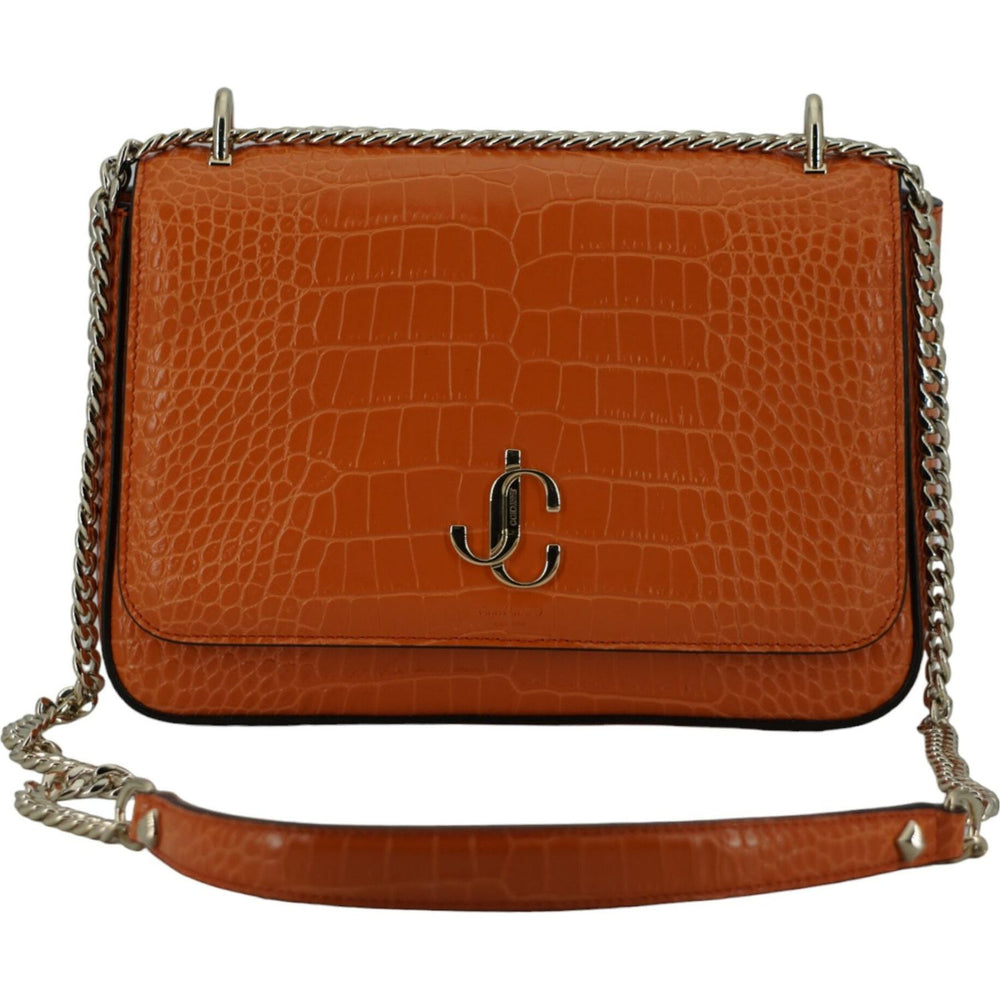 Jimmy Choo Amber Orange Leather Shoulder Bag 196176862228