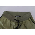 Dsquared² Green Cotton Mid Waist Drawstring Tapered Shorts PAN74533-38