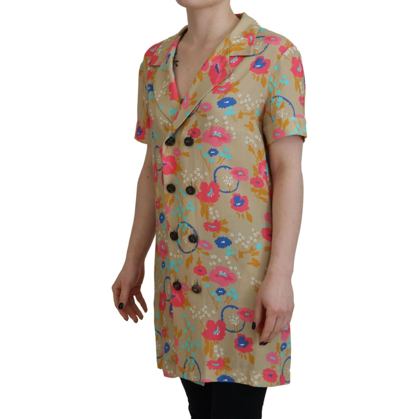 Dsquared² Multicolor Printed Collared Button Front Long Blouse Top Dsquared² Dim Gray