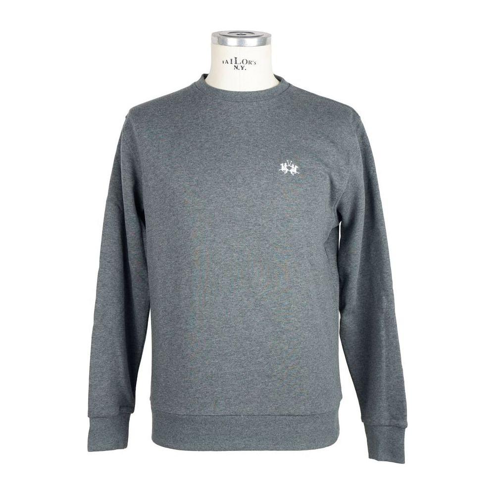 La Martina Gray Cotton Men Sweater MAN SWEATERS La Martina Slate Gray
