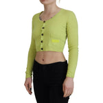 Dsquared² Yellow Green Cashmere Long Sleeves Cropped Sweater TSH83421-38