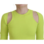 Dsquared² Yellow Green Viscose Open Shoulder Long Sleeves Top TSH83376-38